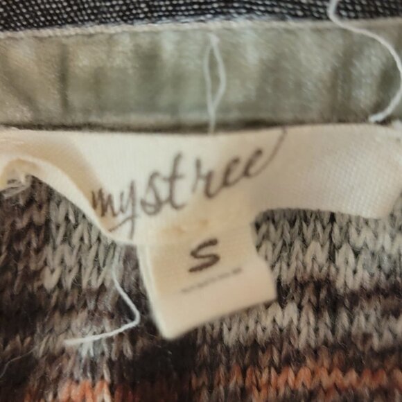 Mystree Mixed Media Long Sleeve Top - sz S - Picture 2 of 5